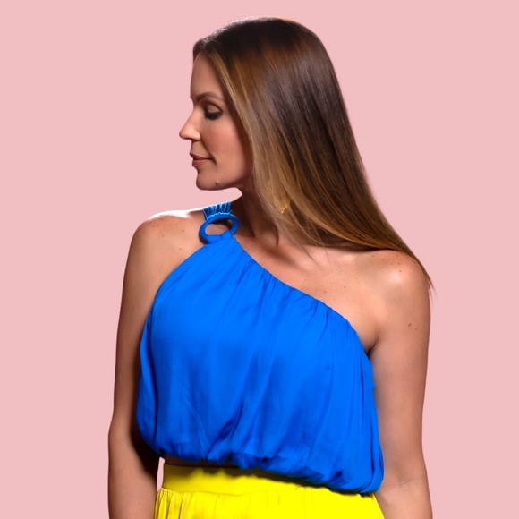 Royal Blue One Shoulder Do + Be Top | Size Small Royal Blue Top - Picture 4 of 9